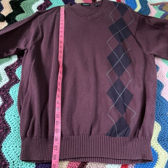 Vintage Van Heusen Sweater Mens L Cotton Argyle Grandpa Cabin Preppy Cozy - Picture 2 of 5